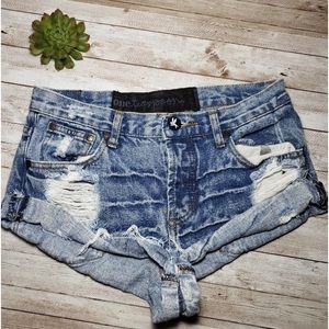 One teaspoon Womens distressed acid wash Jean shorts size 24